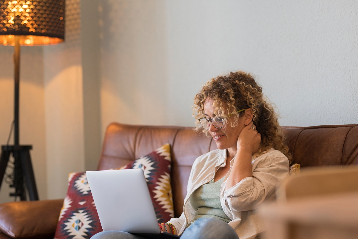 Young Woman Using Tablet Pension