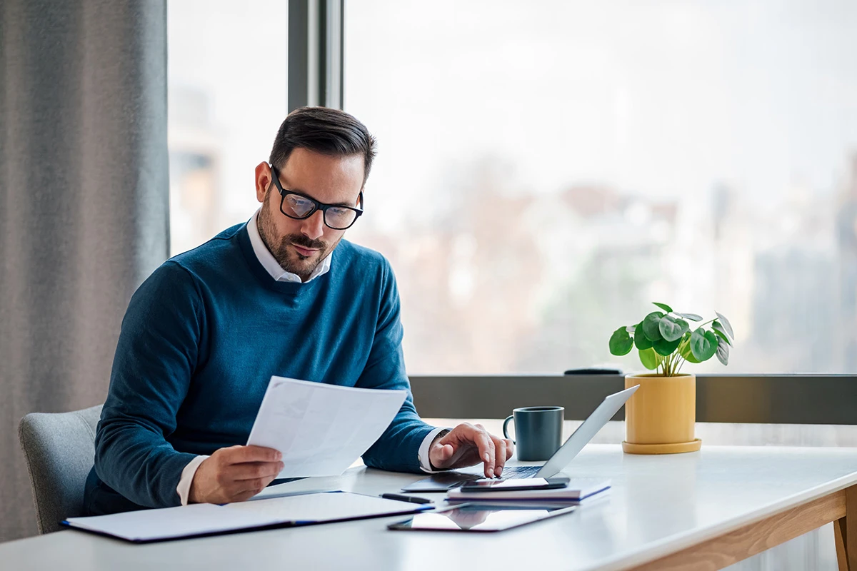 Man looking at documents